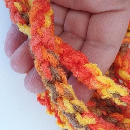 Orange Chain Infinity Scarf, Fall Crochet Scarves..