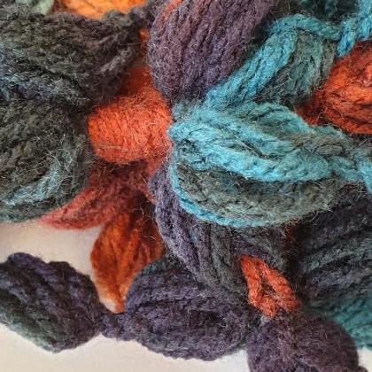 Crochet Bubble Necklace Scarf For Women In Burnt..