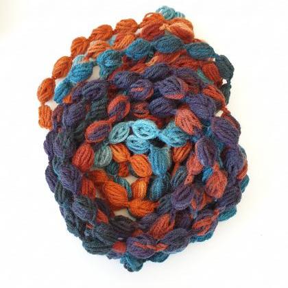 Crochet Bubble Necklace Scarf For Women In Burnt..