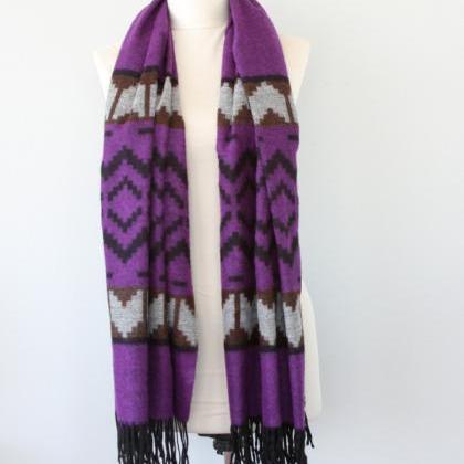 Native American Style Purple Scarf, Boho Chic..