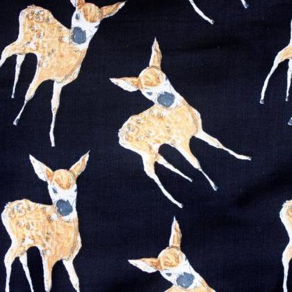 Black Infinity Scarf With Deer Print, Animal Print..