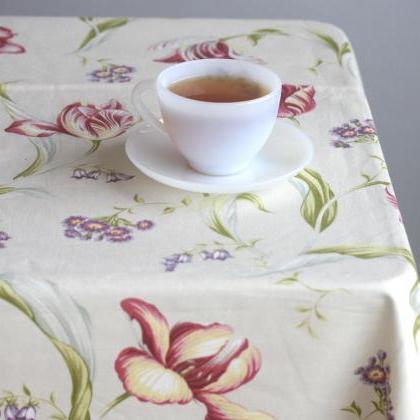 Square Tablecloth With Floral Cotton Fabric,..