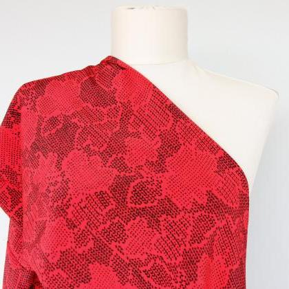 Dark Red Infinity Scarf Vintage Korean Fabric..