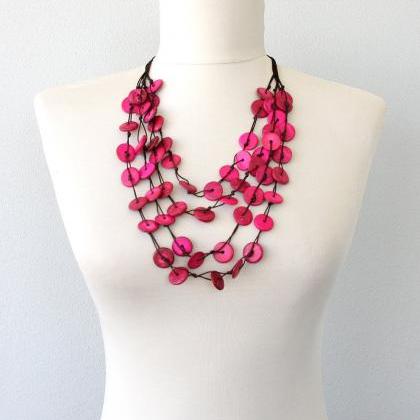 Pink Necklace Statement Necklace Magenta Necklace..