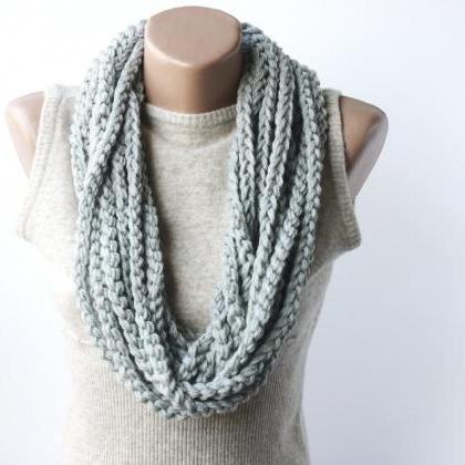 Gray Crochet Scarf Infinity Scarf Christmas Gift