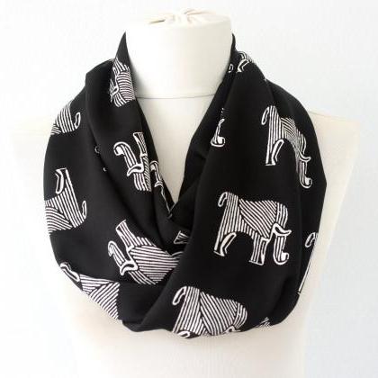 Elephant Gifts, Black And White Infinity Scarf,..