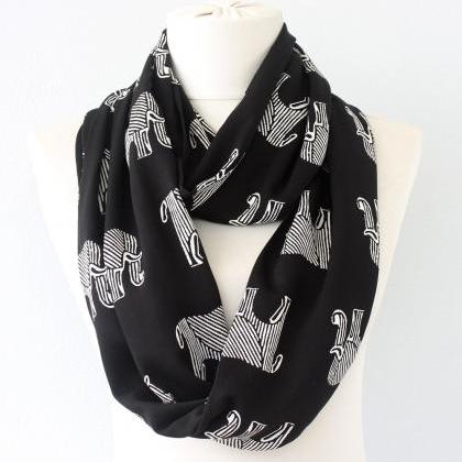 Elephant Gifts, Black And White Infinity Scarf,..