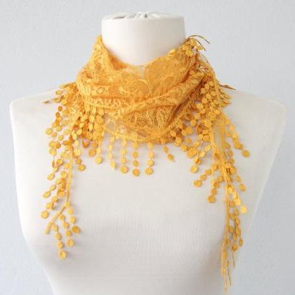 Yellow Lace Scarf Fashion Scarves For Women..