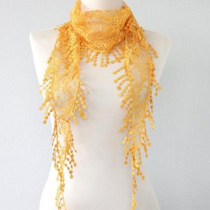 Yellow Lace Scarf Fashion Scarves For Women..
