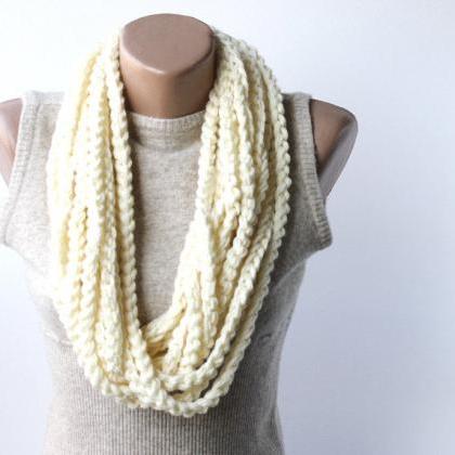 Infinity Chain Scarf White Crochet Scarf Circle..