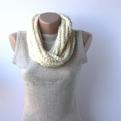 Infinity Chain Scarf White Crochet Scarf Circle..
