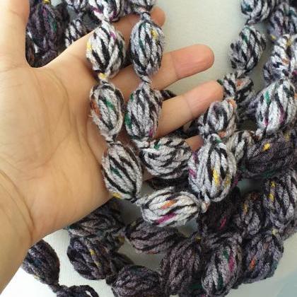 Gray Crochet Bubble Scarf Necklace For Women