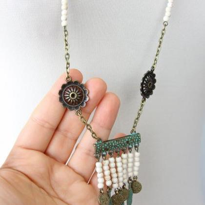 Boho Necklace Long, Gypsy Coin Necklace, Tribal..