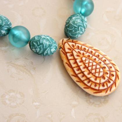 Chunky Statement Necklace, Large Pendant Necklace,..