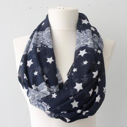 Stars Scarf, Lace Stars Infinity Scarf, 4th Of..
