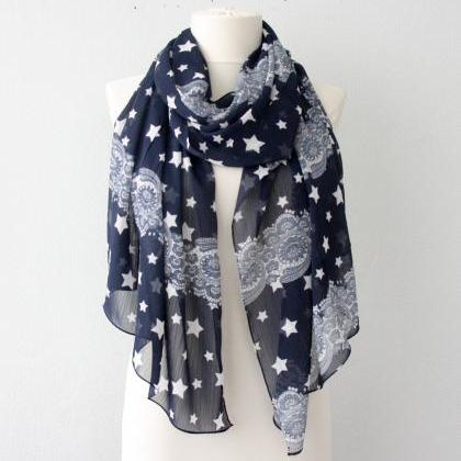 Stars Scarf, Lace Stars Infinity Scarf, 4th Of..
