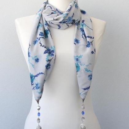 Clothing Gift, Jewelry Scarf Necklace, Gray And..