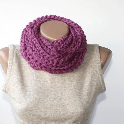 Purple Crochet Scarf Infinity Scarf Chain Scarf..