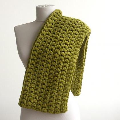 Green Infinity Scarf Oversized Scarf Crochet Cowl..