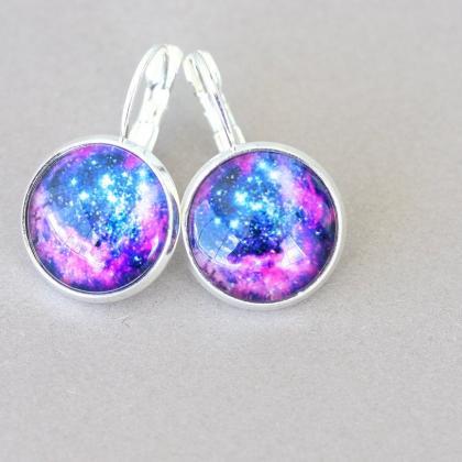 Purple Space Earrings Galaxy Earrings Nebula..
