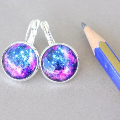 Purple Space Earrings Galaxy Earrings Nebula..