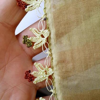 Vintage Cotton Crochet Lace Scarf Yemeni Scarves..