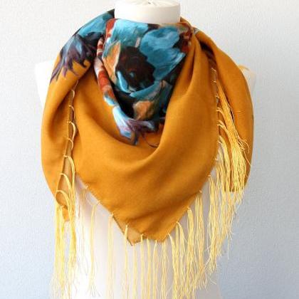 Mothers Day Gift For Her Mustard Yellow Scarf..