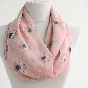 Pink Daisy Scarf Spring Infinity Scarf