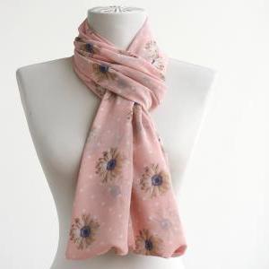 Pink Daisy Scarf Spring Infinity Scarf