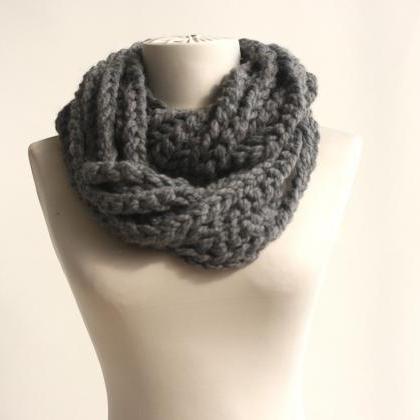 Crochet Chain Scarf Infinity Rope Scarf In Gray on Luulla