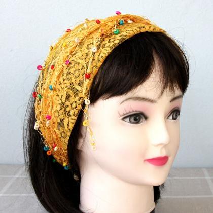 Lace Headband Yellow Hair Wrap
