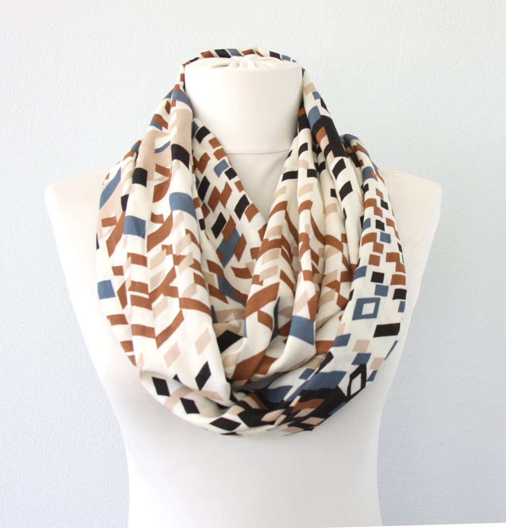 Summer Scarf Infinity Scarf Loop Scarf Circle Scarf Geometric Pattern Scarf Fashion Scarves For Women Spring Scarf Gift For Her Mothers