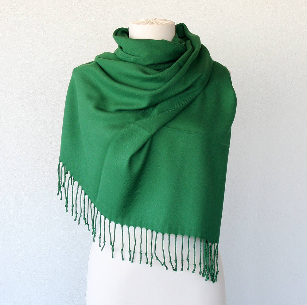 Pashmina Shawl Green Scarf Thick Pashmina Wrap Fringe Shawl Plain Shawl Autumn Fall Accessories Solid Color Shoulder Scarf Christmas Gift
