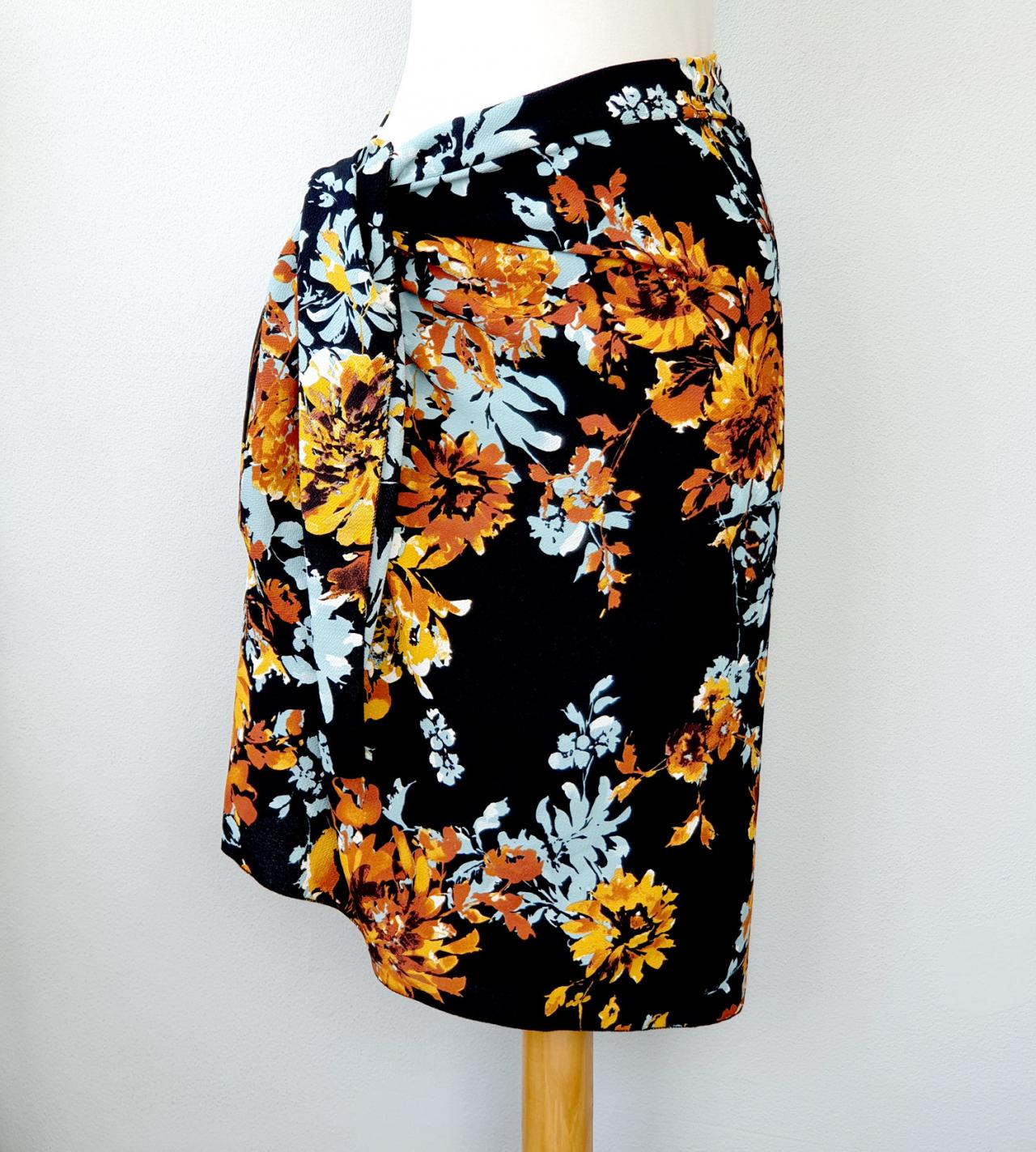 Black Floral Sarong Short, Beach Cover Up, Swimsuit Cover Up