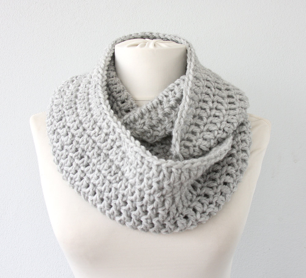 Crochet Infinity Scarf Gray Infinity Scarf Crochet Scarf Circle Scarf Winter Scarf Fall Scarf Christmas Gift Idea For Her Winter Accessories