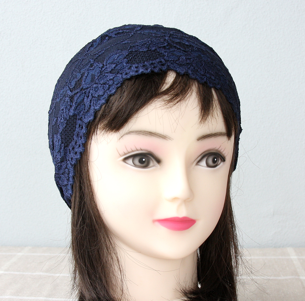 Navy Blue Lace Headband,boho Headband,exercise Headband Adult Women,strechy Lace,hippie Headband
