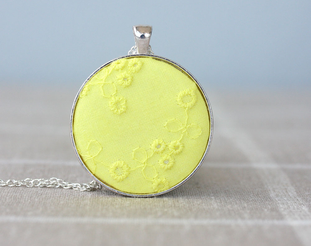Yellow Necklace Cotton Lace Necklace Textile Jewelry Bridesmaids Gift Birthday Gift For Her